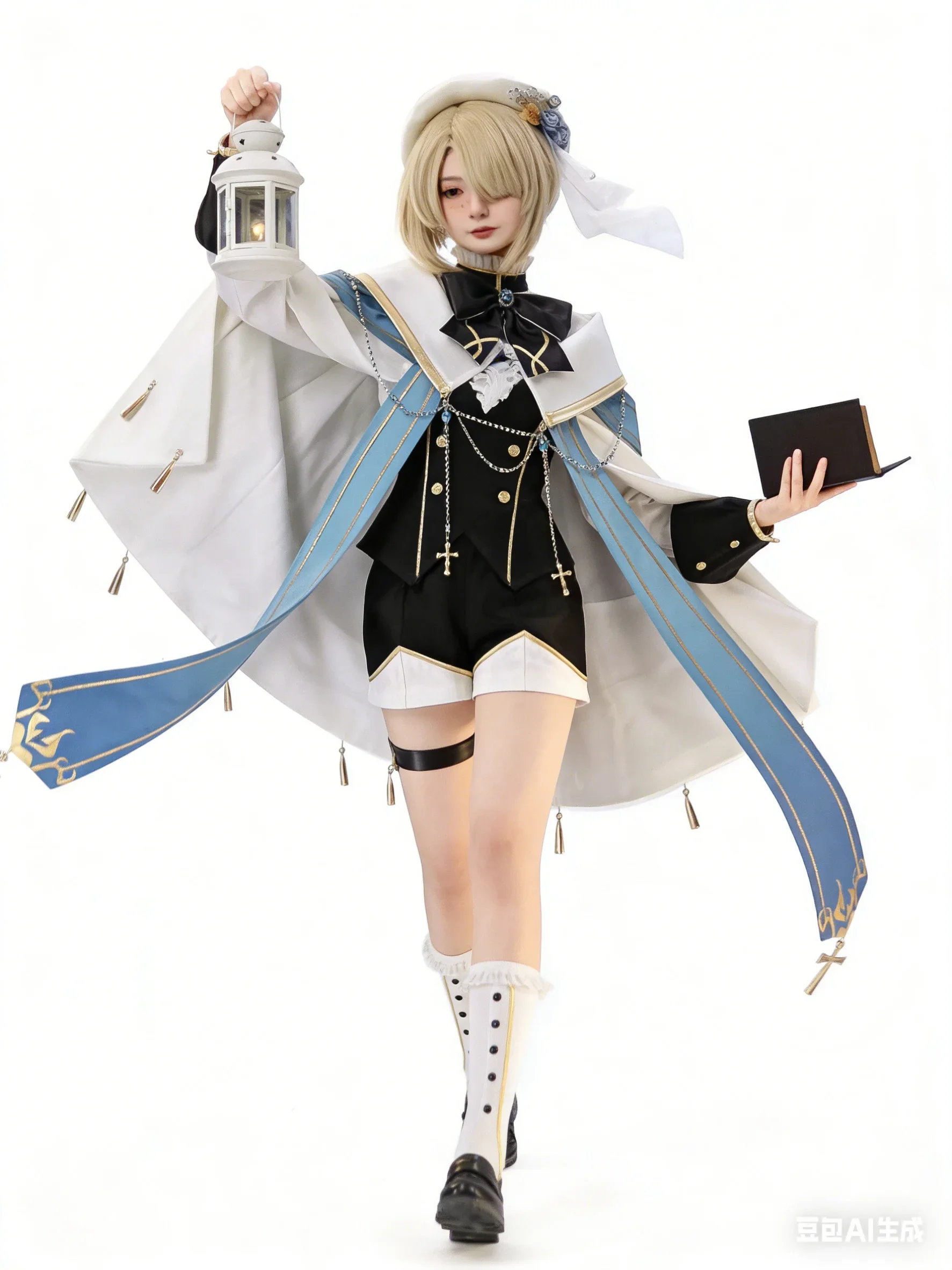 Freminet Genshin Impact Anime Game Cosplay Costume Wig Pure White Melody Party Role-playing Costumes Have Been Matched with Wigs view 3