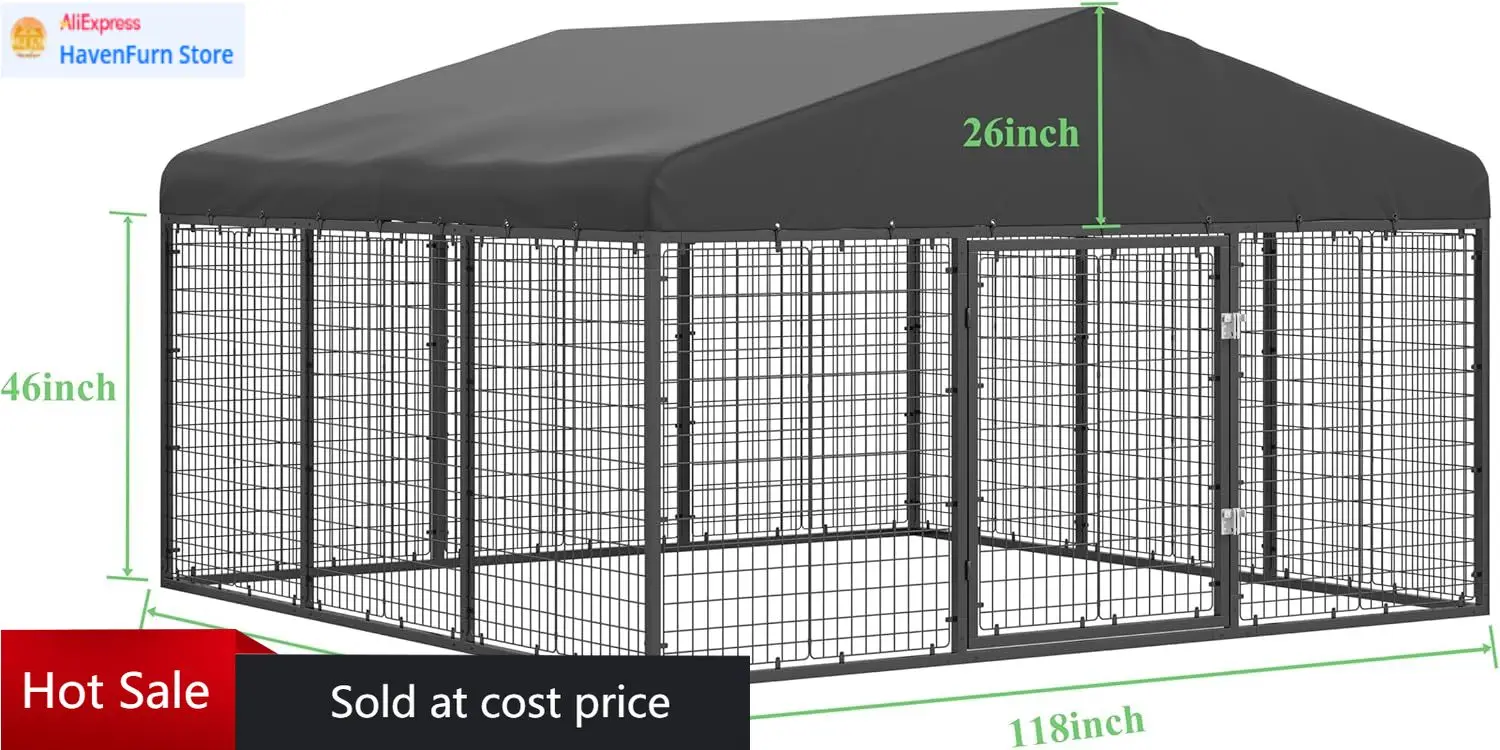 

Уличный стальной вольер для собак средних/малых пород с антикоррозийным покрытием, всепогодный, с крышей