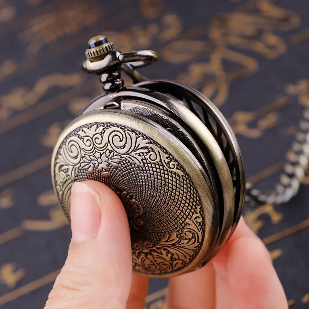 Luxury Vintage Steampunk Mechanical นาฬิกาพ็อกเก็ตนาฬิกา Hand Winding กระเป๋าจี้นาฬิกาตัวเลขโรมัน Dial คู่มือนาฬิกา