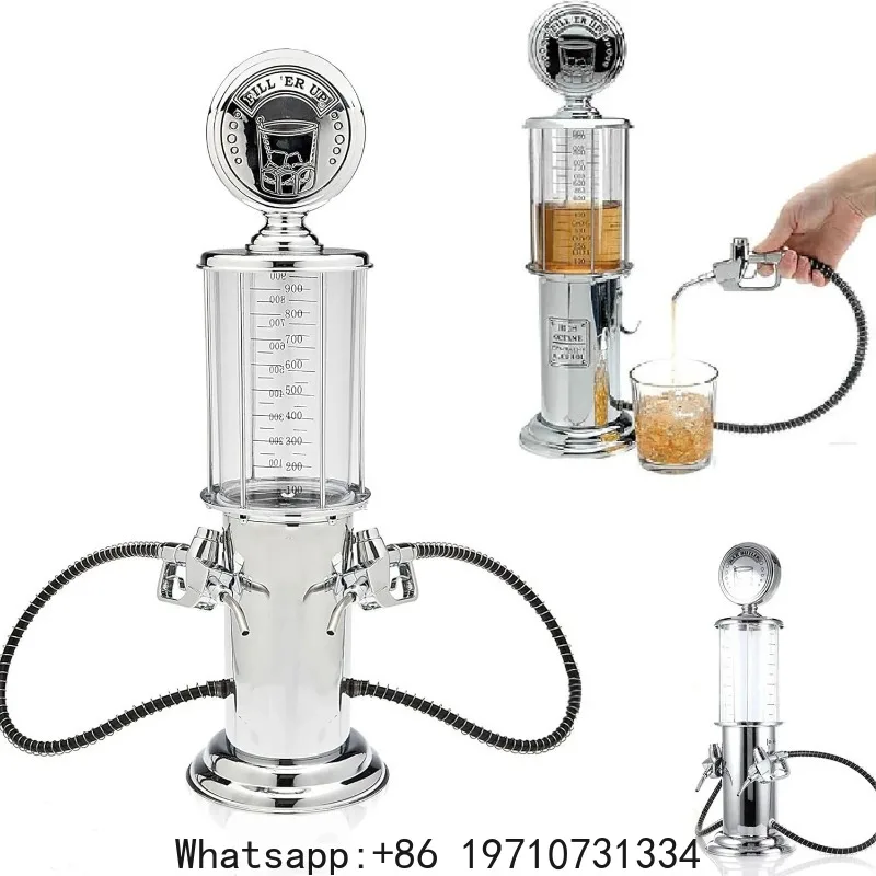 1/2 Head Barware Gas Pump Liquor Dispenser, 1000ML Bar Stainless Decanter Liquor Dispenser for Vodka, Rum, Wine Tequila, Scotch
