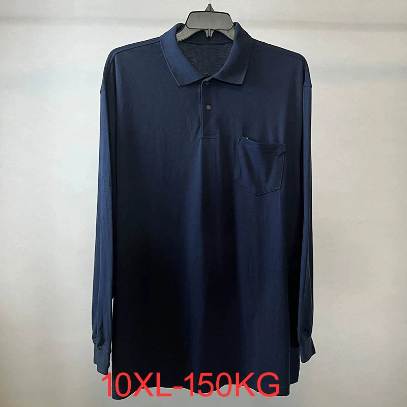 

Осень-зима, большие размеры 10xl, повседневная однотонная футболка с длинными рукавами, большой размер, 150 кг, одежда, рубашки с длинными рукавами для мужчин