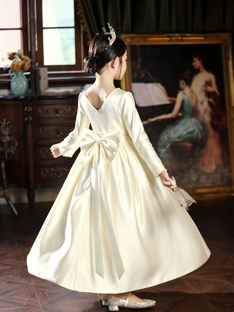 Robe de princesse élégante en tulle pour filles, robes ajustées, performance de violoncelle classique, robe de soirée formelle, fête d'anniversaire pour enfants, mode