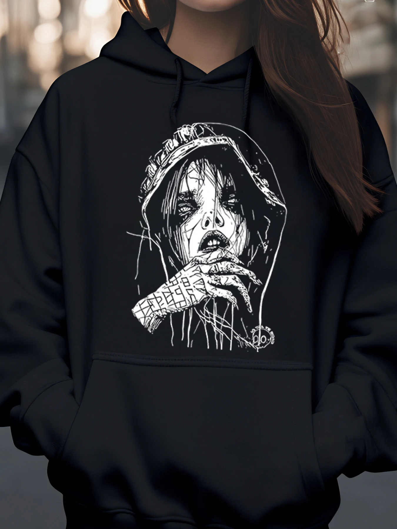 

Толстовка с принтом Ghostly Woman, модная повседневная одежда на Хэллоуин для женщин