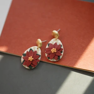 Polymers Tonmuster oszilliert Gelenkohrringe, handgefertigte bastelgeformte Blumenschmuck, Multi -Farben -Formen, Krone, Weihnachtsferien 10 Hauptverkaufsohrringe Ton - №9