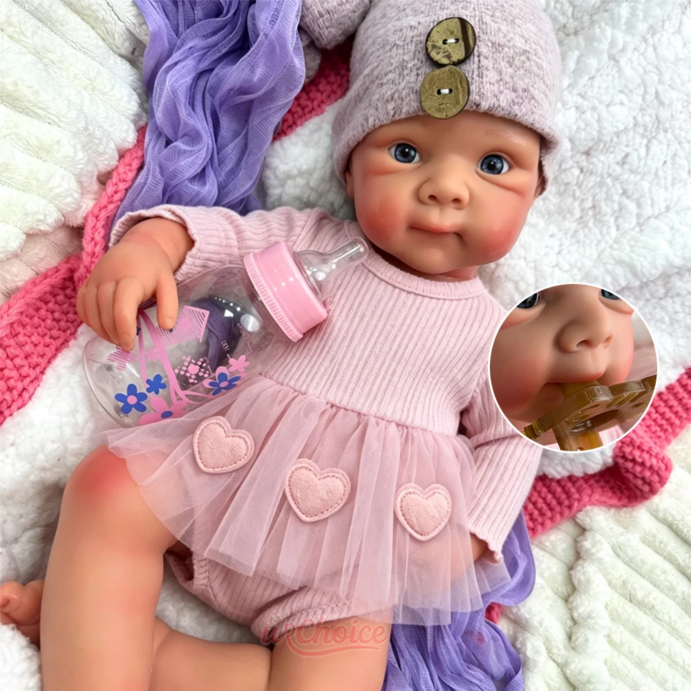 

20inch Silicone Reborn Baby Girl Can Open Mouth Realistic Full Body Flexible 3D Skin Tone Art Doll For Serious Doll Collectors