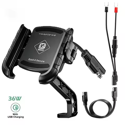 1S Fast lock Motorcycle Phone Holder 36W USB Type C Fast Charging Motorbike Bicycle Bike Scooter Stand For 4.7-7.2" Phone