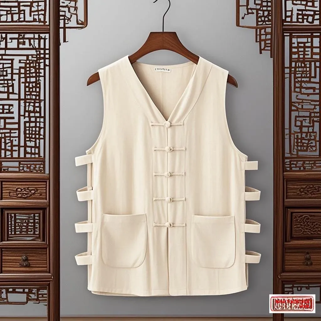 

Casual Cotton Linen Men's Vest Summer Ancient Button Chinese Sle Top Special Wide Fit V-Ne Single Button Office Wear