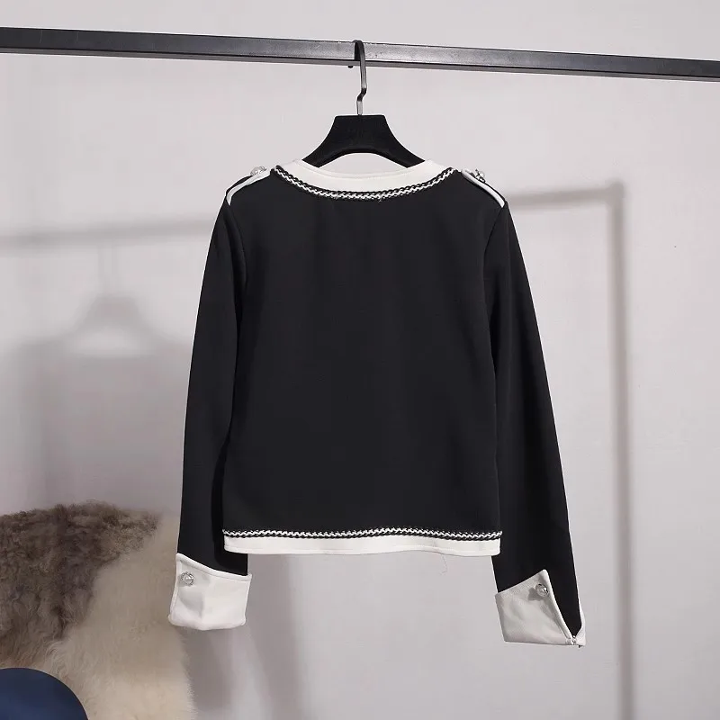 2025 New Dial Buckle Fashion Outfits Women Autumn Long Sleeve O-Neck Tops + Casual Small Foot Pants Two-Piece Set Female W612