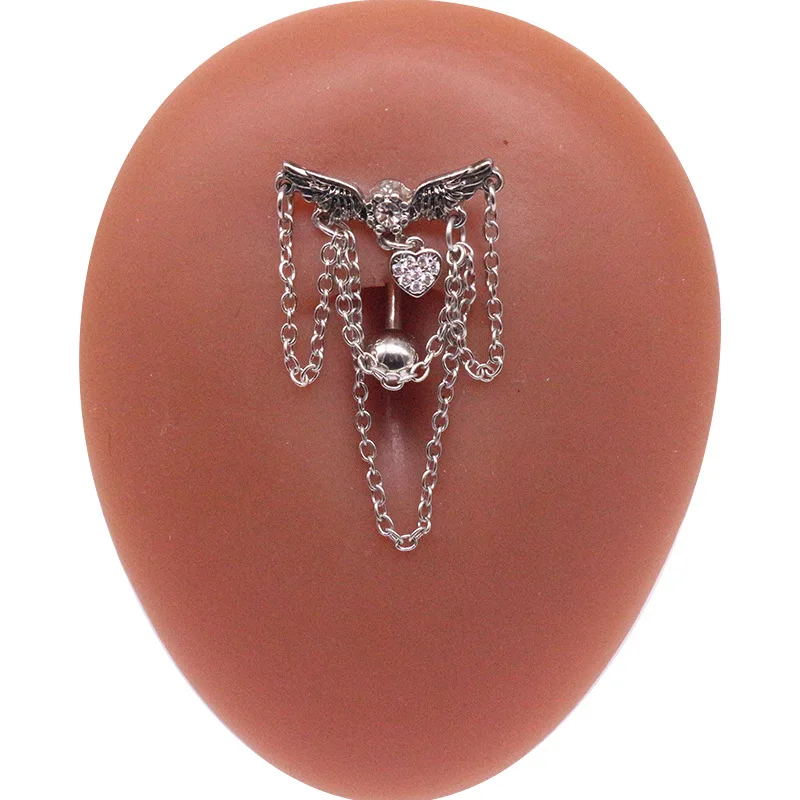 1Pc Chain Belly Button Ring Dangle Navel Piercing Ring Star Belly Ring Zircon Navel Ring Body Piercing Jewelry Umbilical Pircing