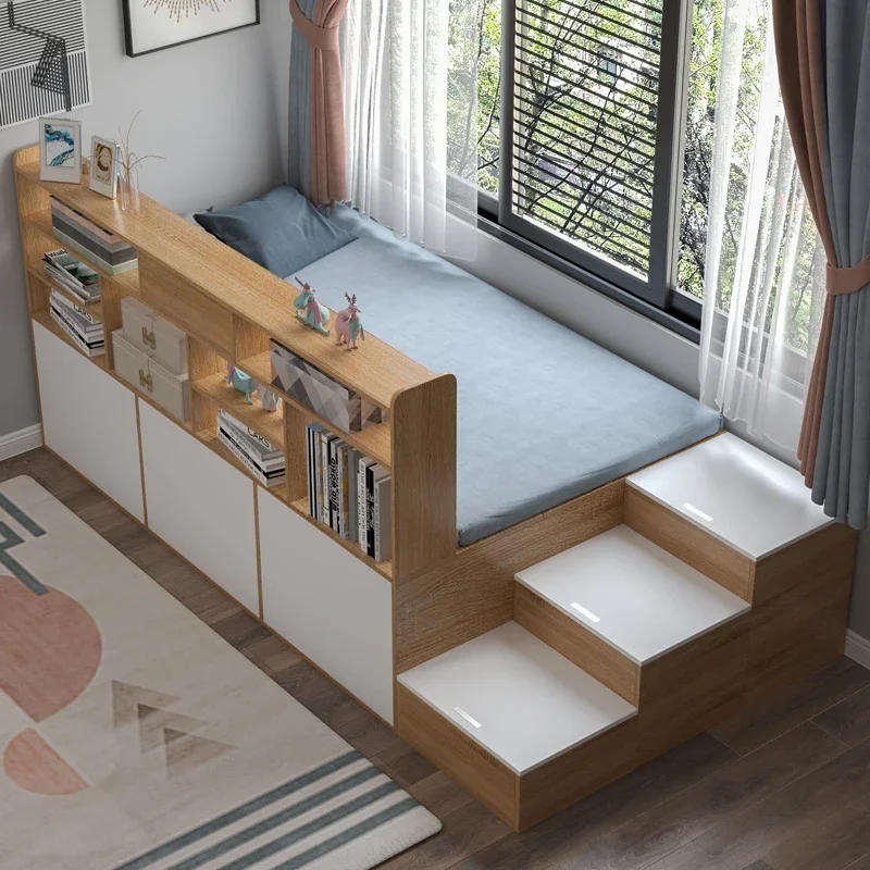 Bookshelf integrated partition pedal meter bedroom furniture single bed small apartment tatami