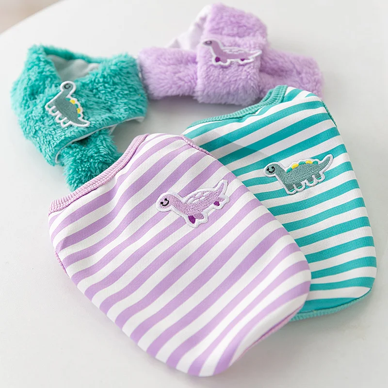 Striped Vest Autumn and Winter Warm Puppy Cat Two-legged Clothing To Send Scarves Small and Medium-sized Dog Pet Clothes