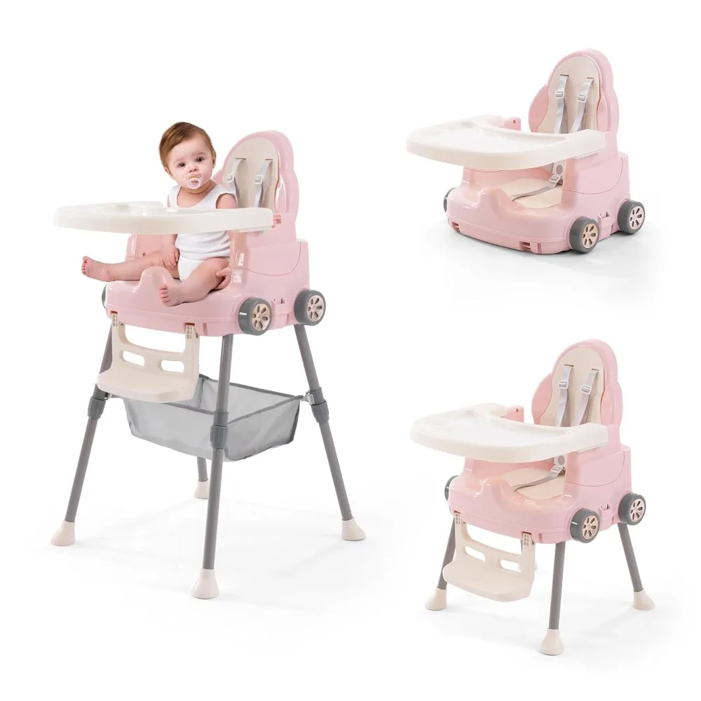 

High Chairs for Babies and Toddlers, Portable 3 in 1 High Chair, Adjustable Convertible Compact Infant Baby Feeding Chair Booste