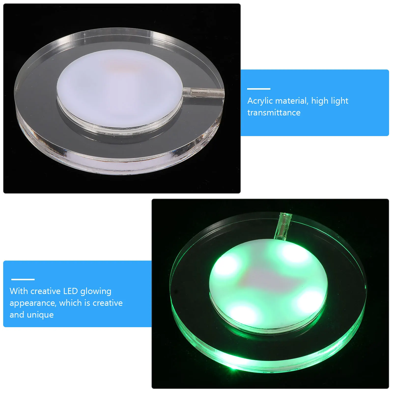 

LED Glowing Coaster Unique Acrylic Desktop Coaster Practical Lightweight for Bar Party Use Rechargeable Decorative