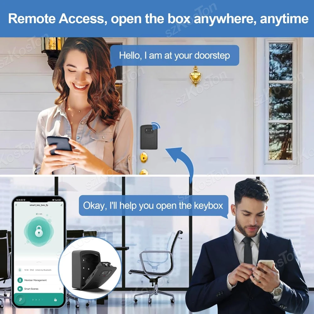 Imagem -06 - Tuya Smart Fingerprint Key Lock Box Wall Mount Keys Safe Impermeável Metal Lockbox Apartamento e Exterior Smart Life App Desbloquear