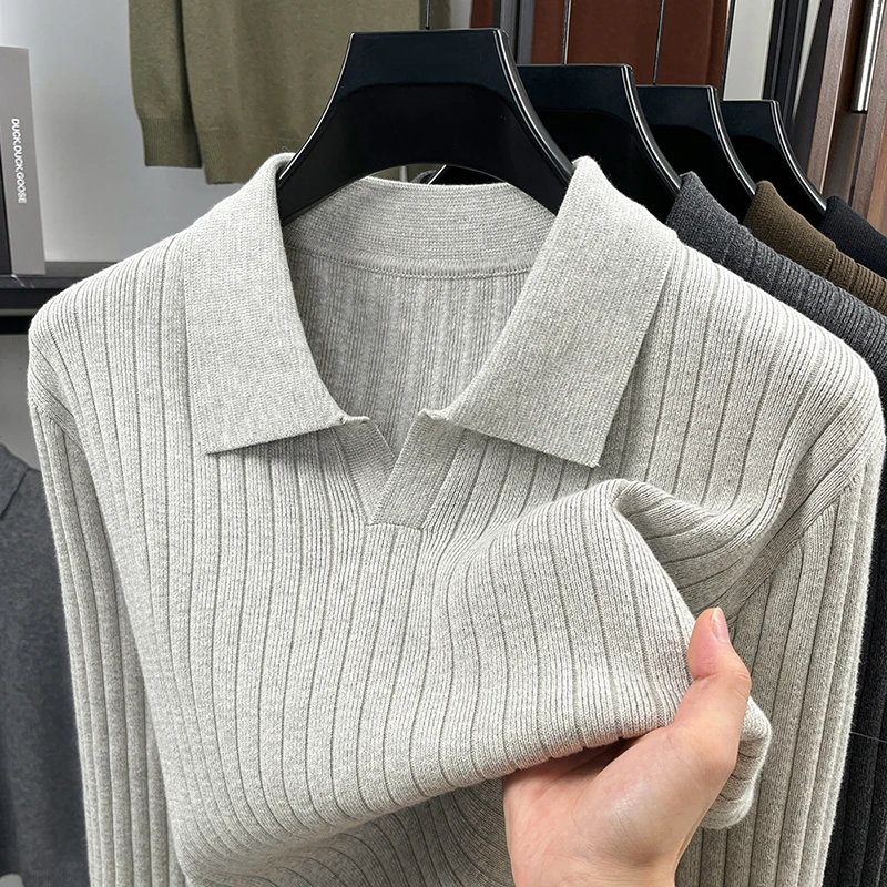 Cotton100% Men's Autumn Winter Long Sleeves Sweater Seagull Neck Keep Warm High Quality T-Shirt Leisure Versatile Men Clothing