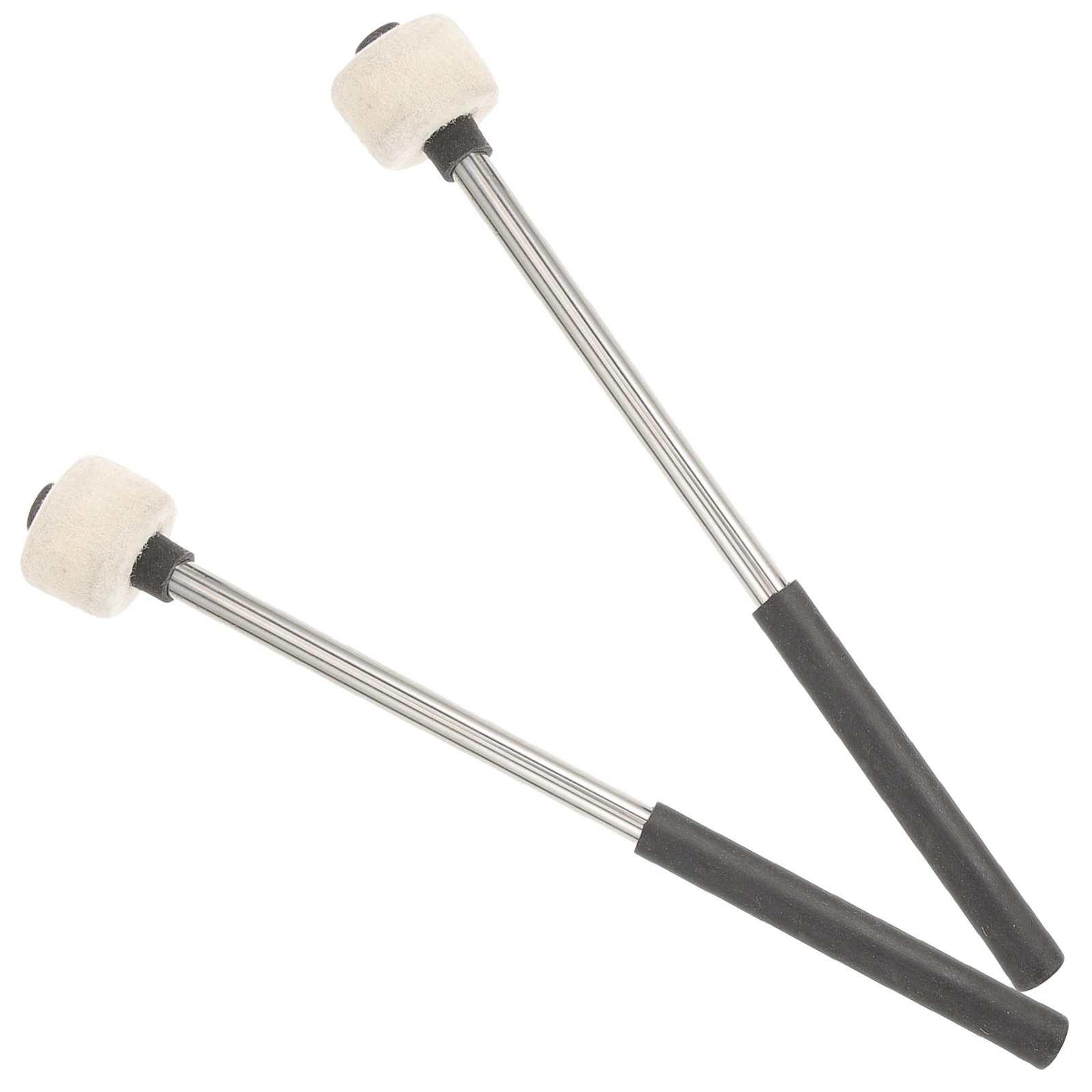 

2pcs Stainless Steel Drum Sticks Felt Head Durable Comfortable for Kids Beginners Band Percussion Mallets Performance