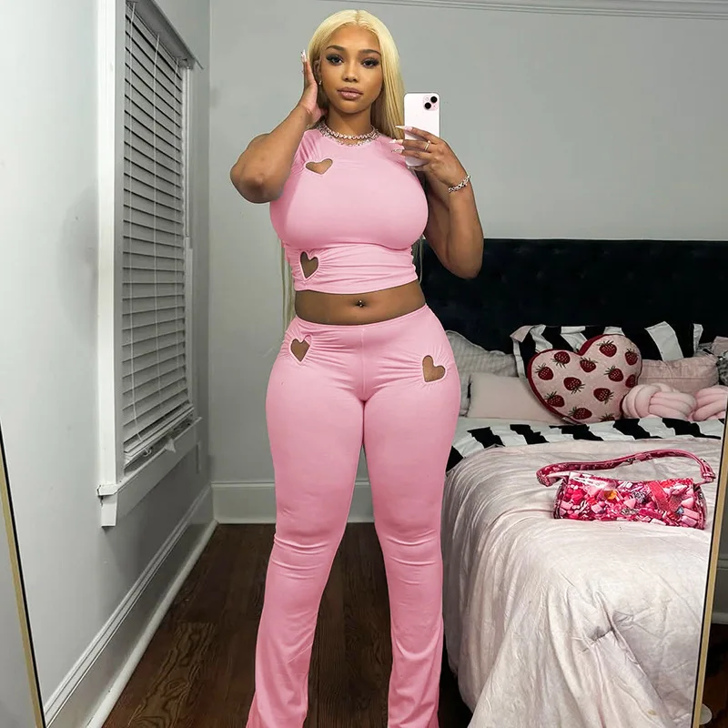 

Женские комплекты с вырезом в форме сердца, женский милый топ, брючный костюм, модный дизайн, Y2K Ins, шикарные вечерние женские тонкие элегантные комплекты