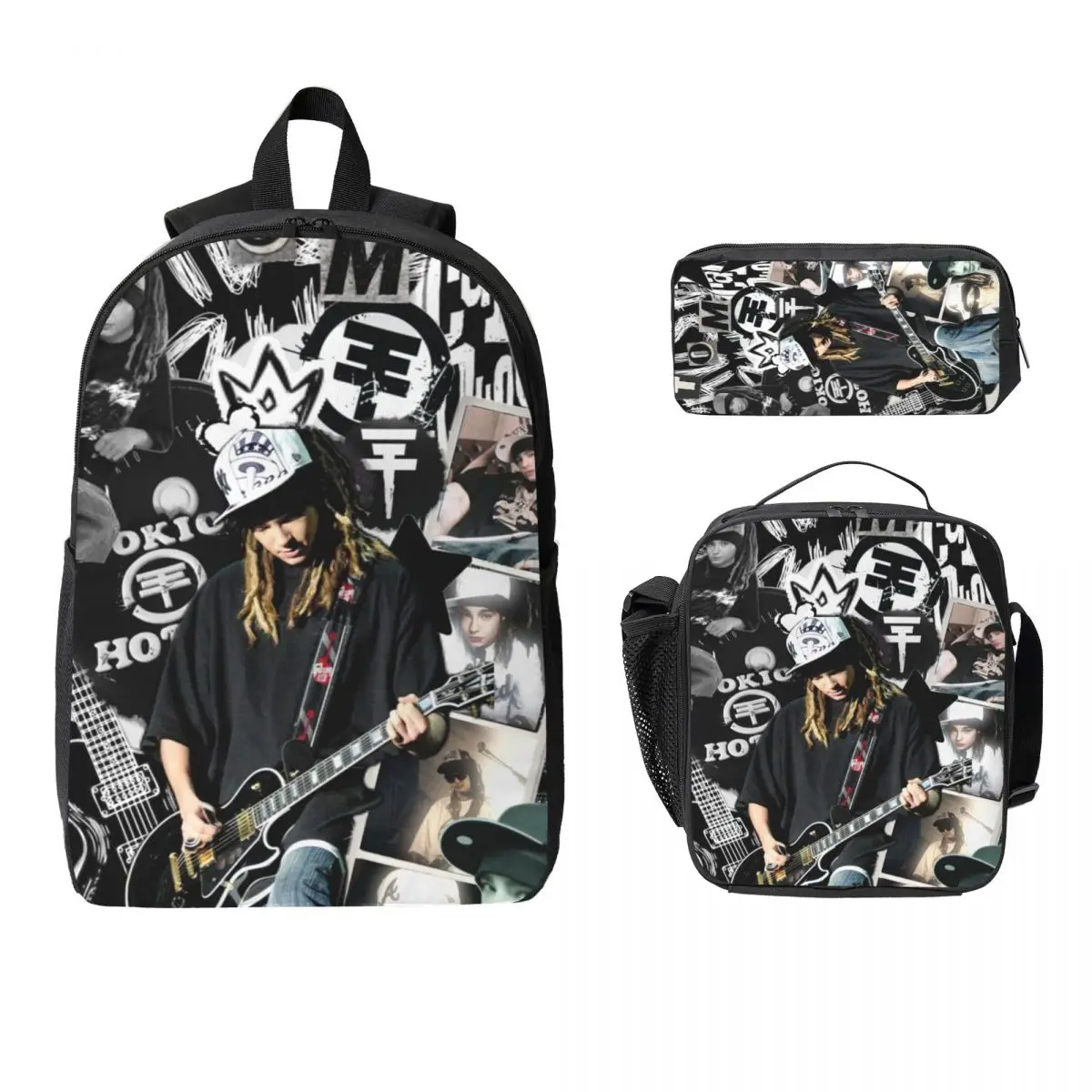 

Tokio Hotel Tom Kaulitz Music Band Backpack Boy Girl BookBag School Bag Laptop Shoulder Bags 3ps Insulated Lunch Bag Pencil Case
