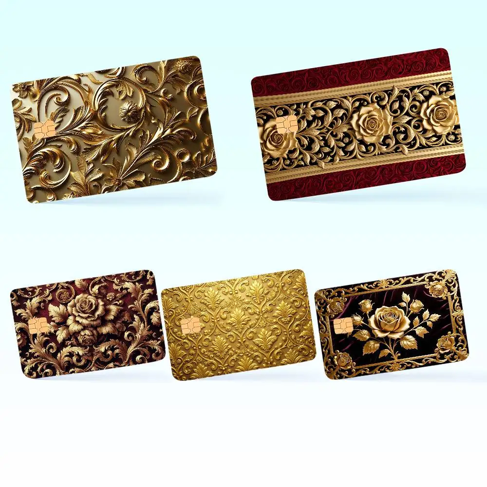 Golden Flower Relief Perfect Gift Ide Merch Layout Cover Credit Card Stickers Distinctive Design