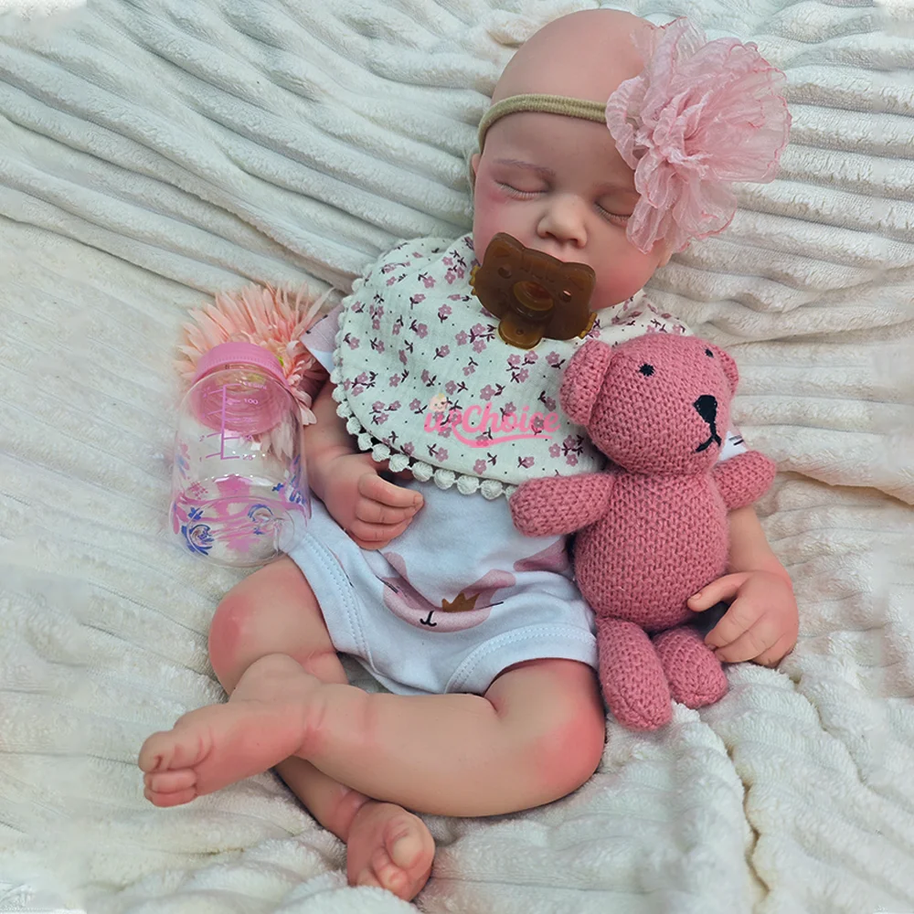 

20-дюймовая кукла-реборн с открытым ртом и моющимся мягким силиконовым телом, девочка/мальчик Лулу, с 3D-расписной кожей, реалистичная, как живой новорожденный ребенок