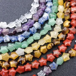 5Pcs/Lot 10mm Natural Amethyst Aventurine Tiger Eye Star Shape DIY Spacer Loose Beads For Jewelry Making Bracelet Accessories