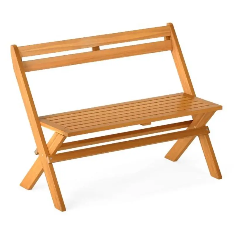 Banco de jardín de madera de acacia para 2 personas con capacidad para 800 libras