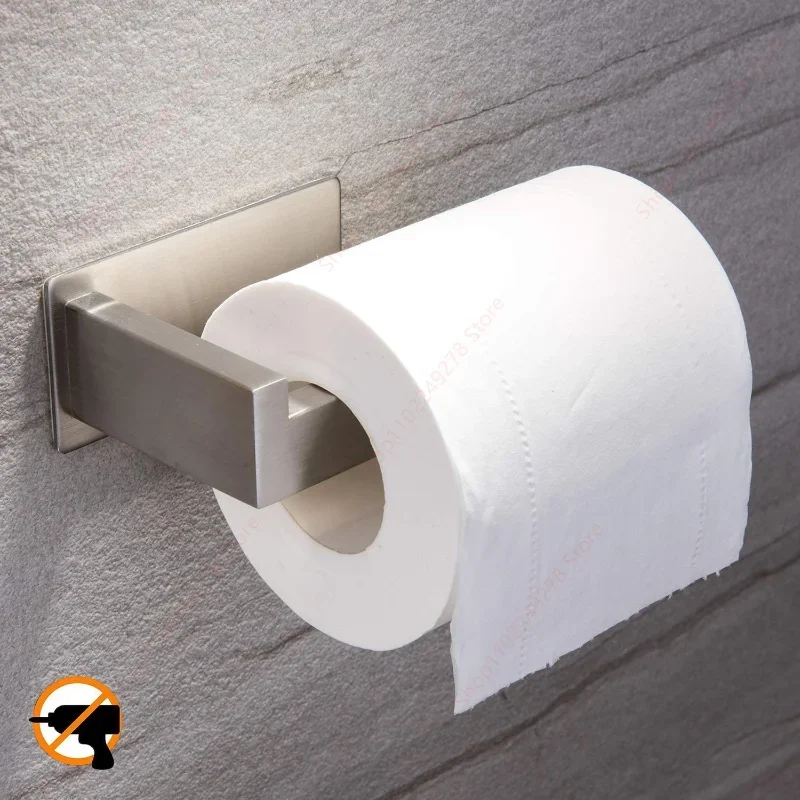 304 aço inoxidável Toilet Paper Roll Holder, auto-adesivo, vara de parede, toalheiro, cabide, ouro