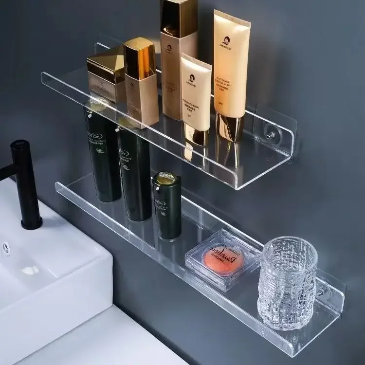 Klare Acryl-Regal-Wandbehang-Panel, perforiert, für Badezimmer, Toilette, Küche, Lagerregal, Acryl, verdickt, starke Aufkleber – Detail 6