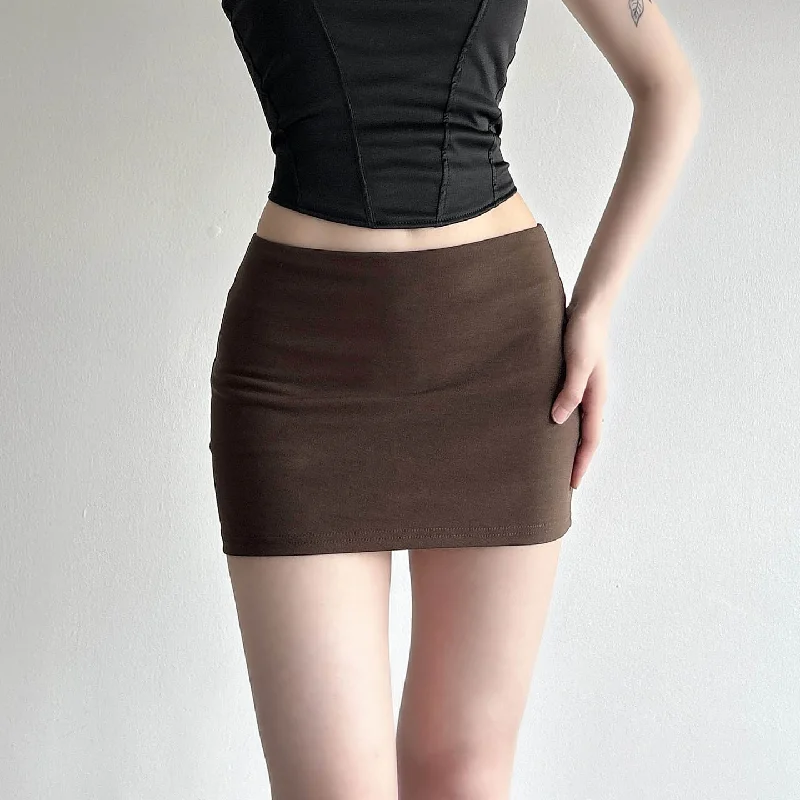 

American Solid Color Low Waist Short Skirt With Lining, Anti Glare Slim Fit Short Skirt For Women