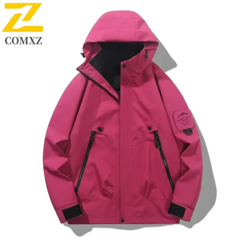 COMXZ Men Chaqueta Handsome Multi Pocket Hooded Loose Korean Trendy Camping Fishing Jackets 2025 Daily Comfortable Stylish Coat