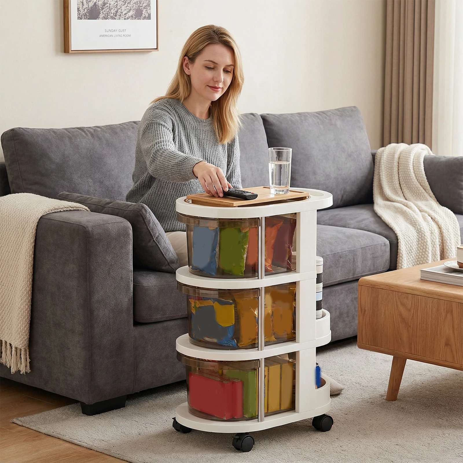 

Многофункциональный передвижной органайзер-стеллаж с 3/4/5 ящиками на колесиках для гостиной/спальни/прихожей/офиса