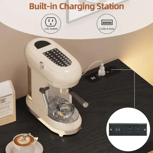 40-Inch Coffee Bar Cabinet with Storage and Charging Station image 5