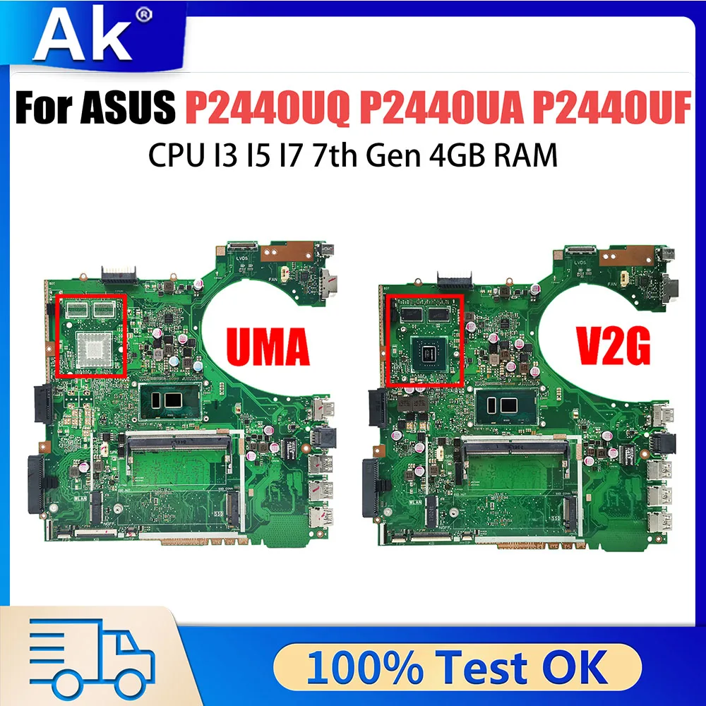 

P2440U Notebook Mainboard For ASUS PRO P2440UQ P2440UA P2440UF P2440 Laptop Motherboard CPU I3 I5 I7 7th Gen 4GB RAM 940MX