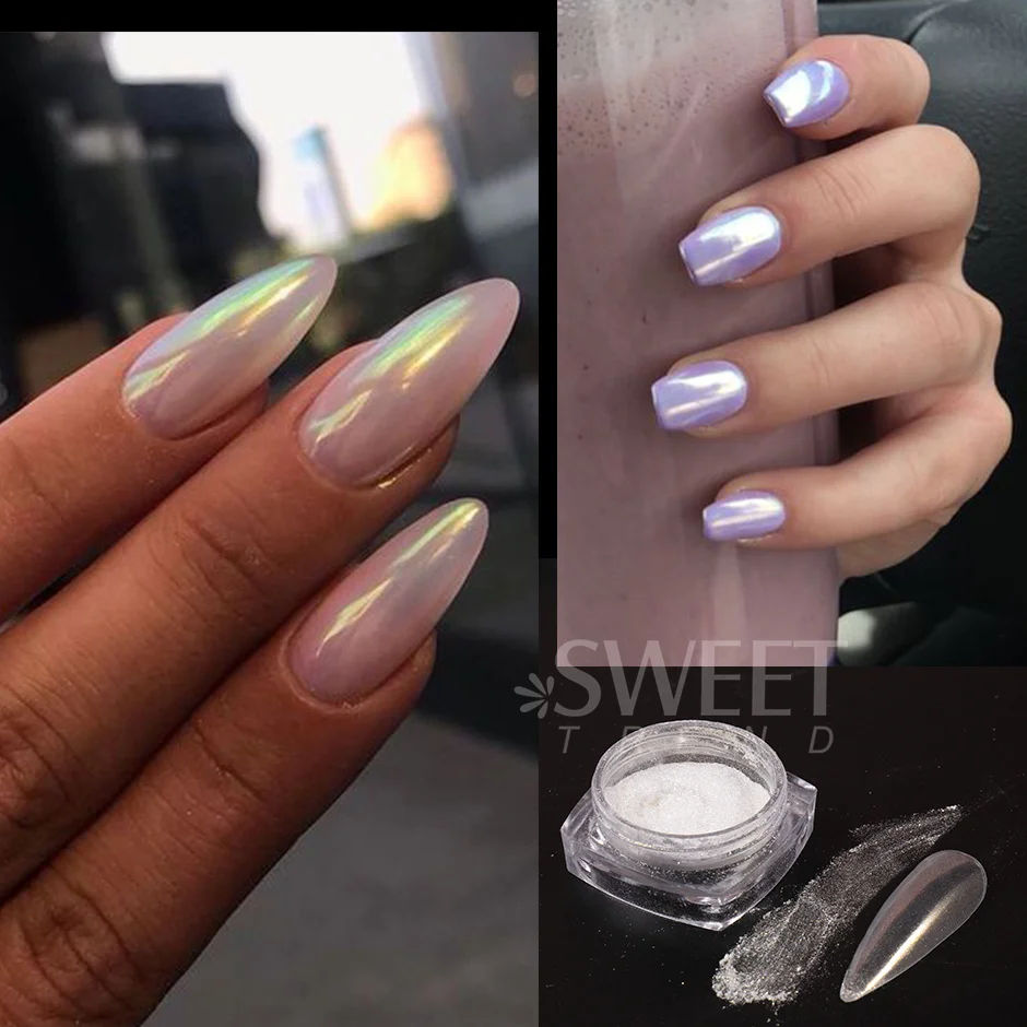 6-dozen Pearl Chrome nagelpoeder iriserende holografische Y2K nagelpigmentset Aurora Unicorn effect glitter wrijven decoratie