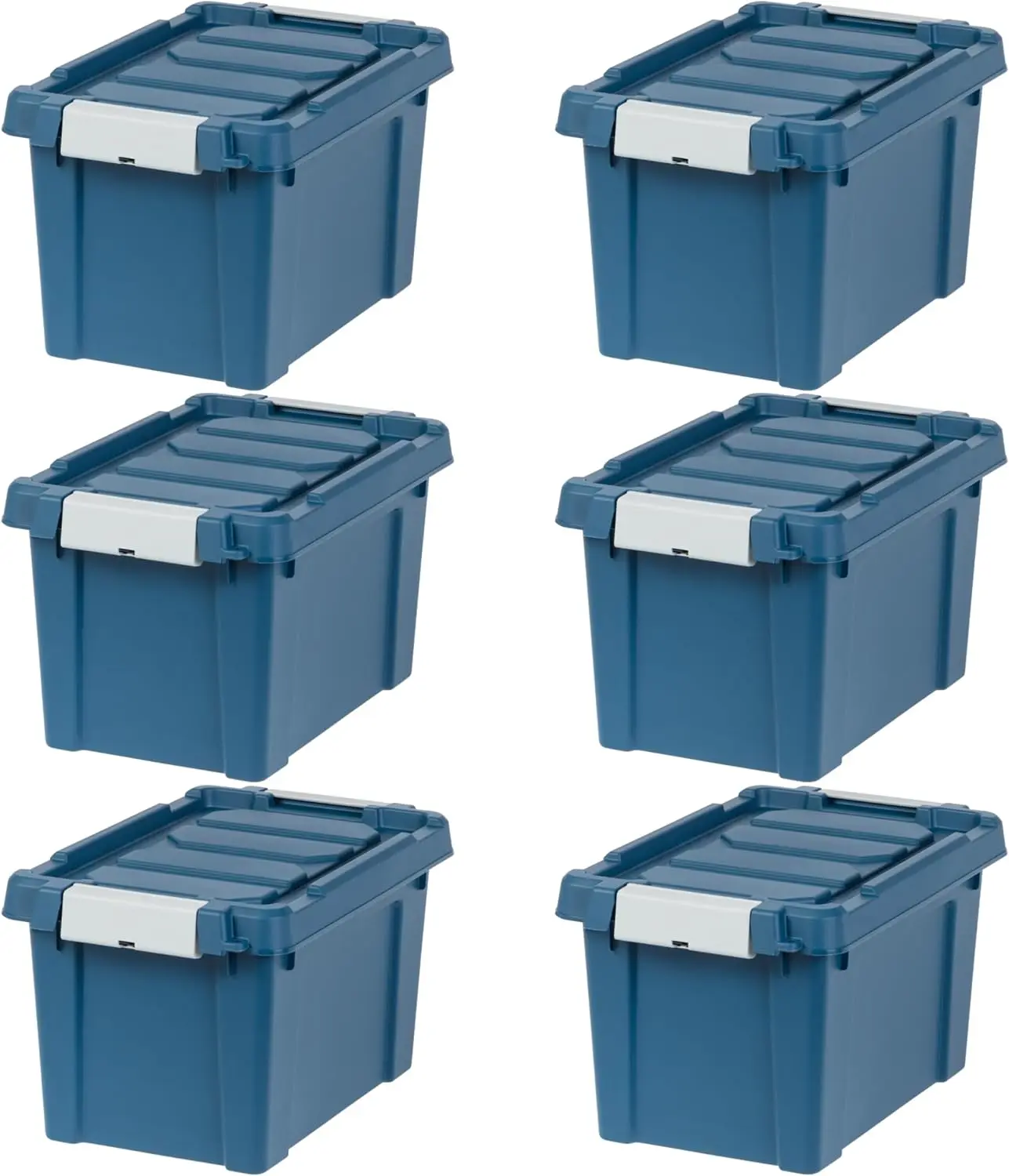 Heavy Duty, Stackable Containers, Garage Organizing Bins Moving Tubs, Rugged Sturdy Equipment Utility Box - Navy