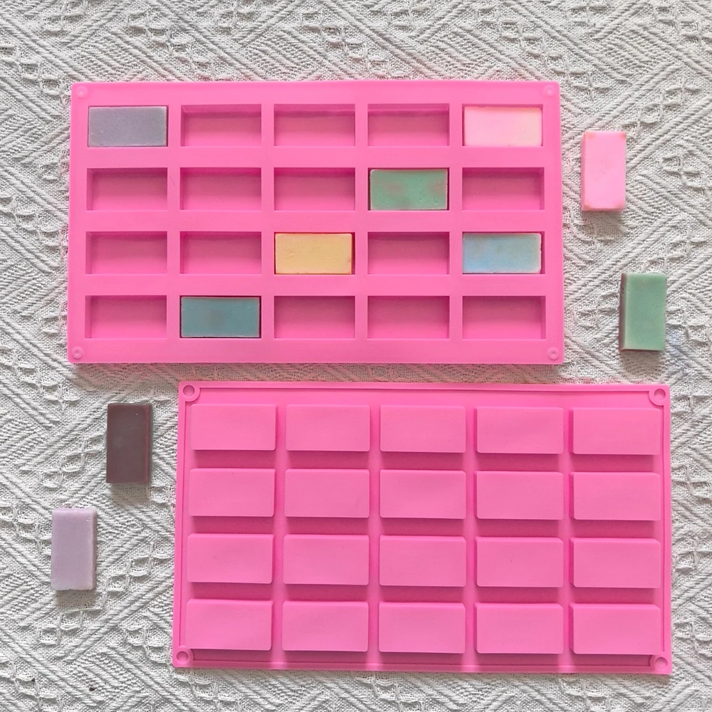 1 قطعة قالب سيليكون مستطيل 20 تجويف، يستخدم للشوكولاتة والحلويات والبسكويت وقوالب خبز غير لاصقة ذاتية الصنع