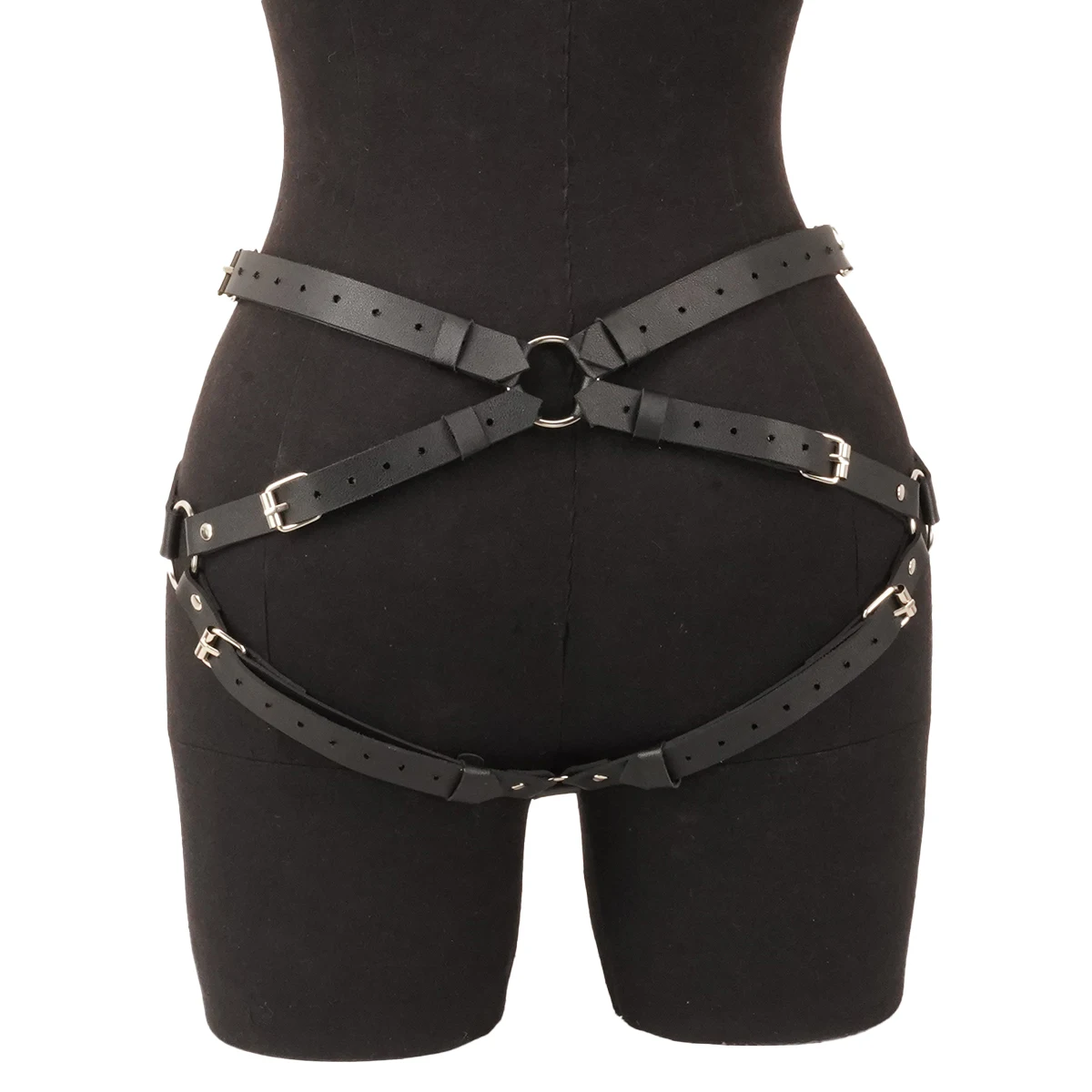 Women Sexy Belt Gothic  Leg Harness Pu Leather Studded Decor Harness Adjustable Fetish Clothing lingerie Clothing Accessories