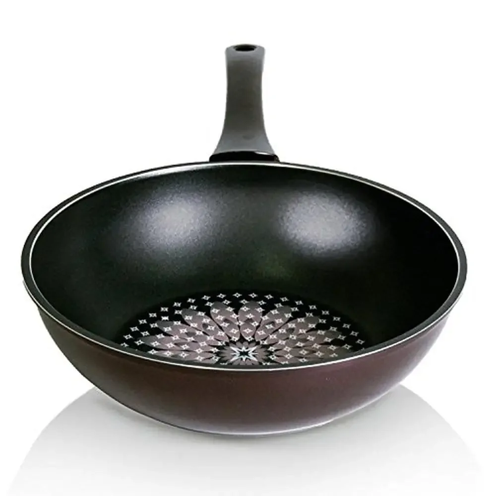 

Blooming Flower Collection 12" Wok Stir-Fry Pan Coated 6 Times PFOA Free Induction Aluminum Scratch Resistant Print Design