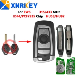 XNRKEY 4 Button Remote Car Key ID44/PCF7935 Chip 315/433Mhz for BMW EWS 325 330 318 525 530 540 E38 E39 E46 M5 X3 X5 HU92/HU58