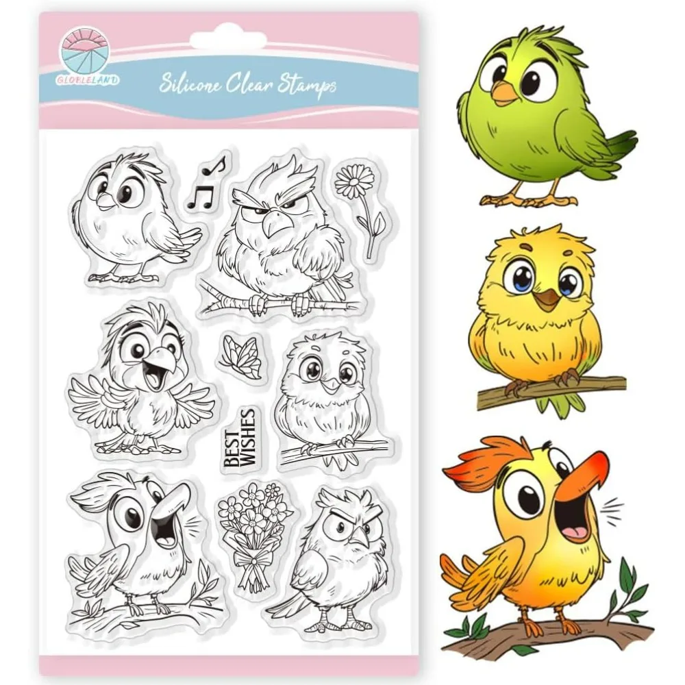 Lustige Vogel-Stempel, transparent, für Scrapbooking, Blumen, Schmetterlinge, Silikonstempel, Musik, Tier, transparenter Stempel für Kartenherstellung, DIY