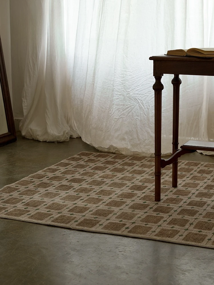 Alfombras geométricas de celosía marrón, Alfombra creativa Vintage para sala de estar, Alfombra suave antideslizante para dormitorio, alfombras para