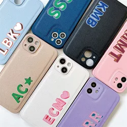 Nome personalizzato iniziali custodia per telefono per iPhone 13 pro max Funda 12 Mini 11 Pro Max SE 2020 custodie in pelle 8 Plus 7P X XS XR DIY Coque