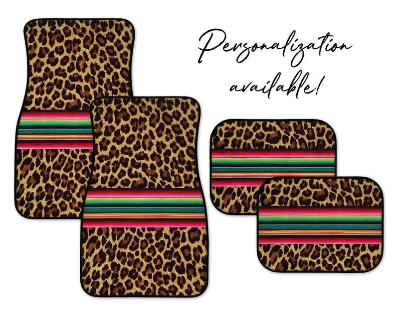 

Serape Leopard Car Mats, Personalization Available