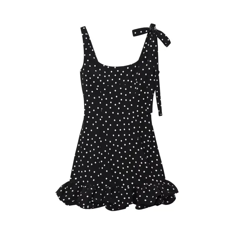 Estate 2025 Design da donna Dot con cintura in pizzo Trim Dr Vita alta Gonna a trapezio Svel Or Lunghezza Casual Dres