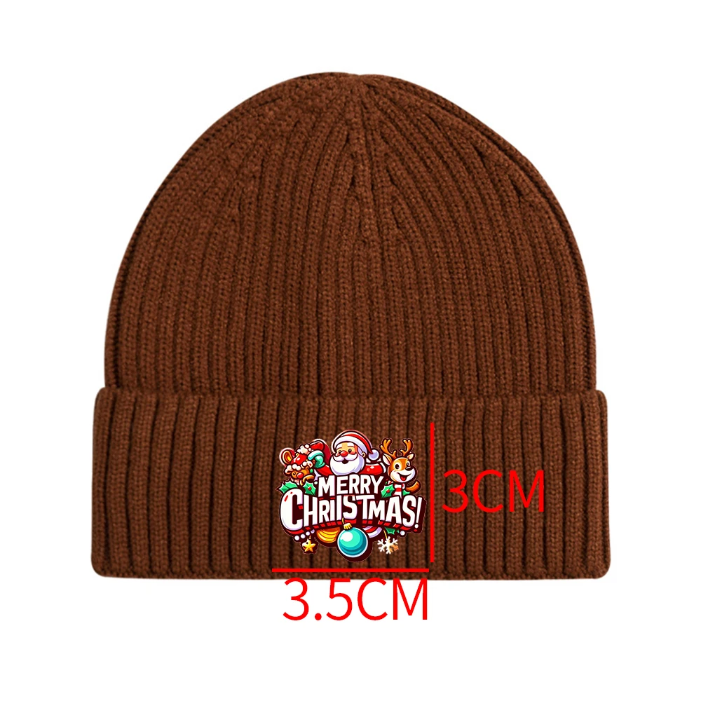 Autumn and winter warm woolen cold hat trend thick needle core-spun yarn light plate outdoor versatile Christmas happy cartoon k