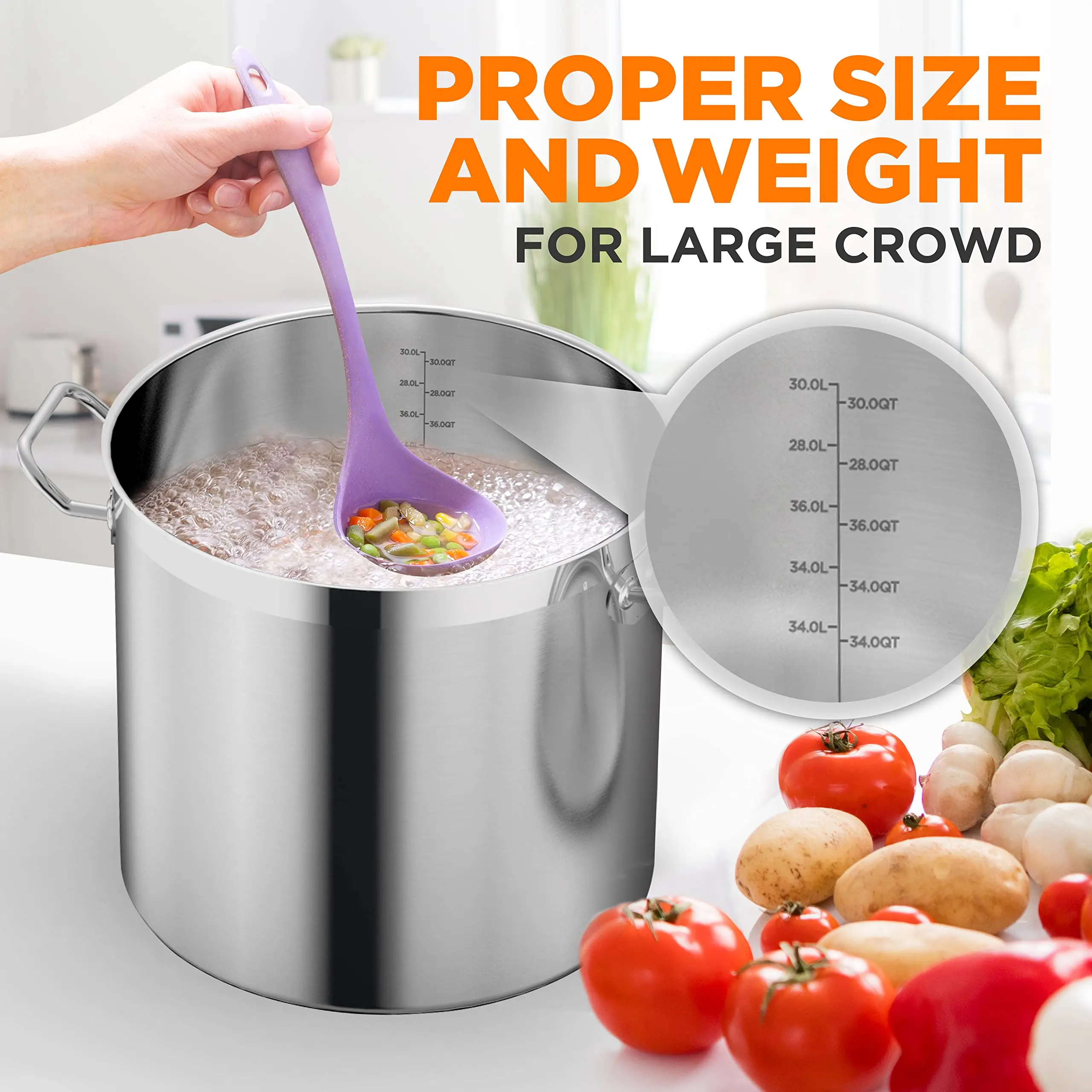 Commercial High Quality 20 Quart Stockpot Big Stainless Steel Stove Industrial Pasta Cooking Pots Stock Pots view 2