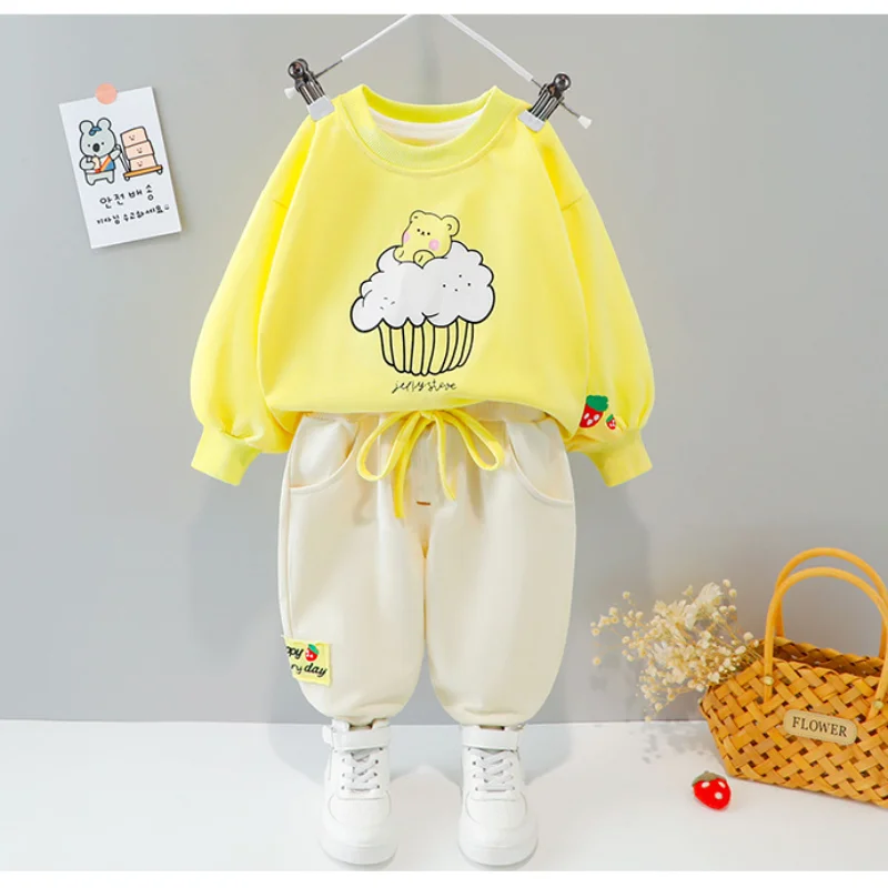 Autumn Baby Girls Clothes Set Sweet Kid Sweatshirts Pullover Top And Pants Bottom 2pcs Suit Children Fashion Outfits Tracksuits