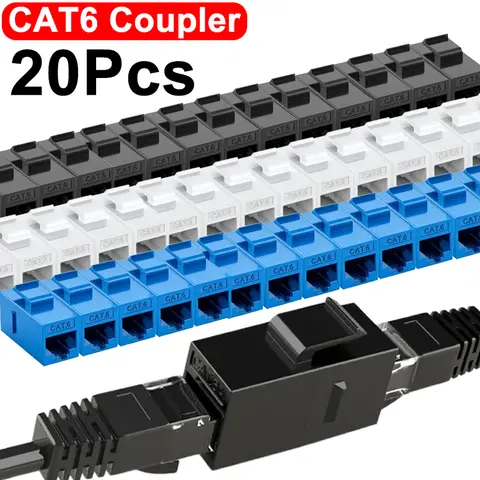 1-20Pcs 10Gbps Cat6 Keystone Coupler RJ45 Keystone Jack Couplers Female to Female Modular Connector for Patch Panel Wall Plate