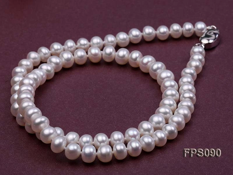 

Terisa Pearl Jewelry 7-8mm AA White Flat Freshwater Pearl Necklace, Bracelet and Stud Earrings Set for Women Gift T-FPS090