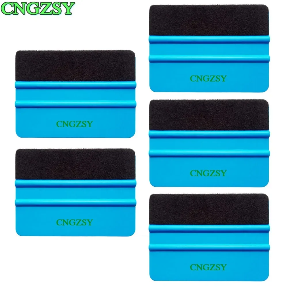 5pcs Auto Felt Squeegee Window Wrapping Scraper with Cloth pp Car Sticker Scraper Vinyl Clean Tools Water Wiper Scarper 5A02